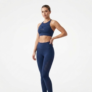 <b>Women</b> <b>Navy</b> Blue Seamless Sports Bra High Waist <b>Leggings</b> Activewear Two Piece Workout Set - Product Image 4