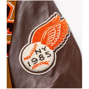 Veste universitaire personnalisée avec logo, manches en cuir, broderie noire, veste de baseball pour couple, veste universitaire pour homme, veste varsity - Product Image 3