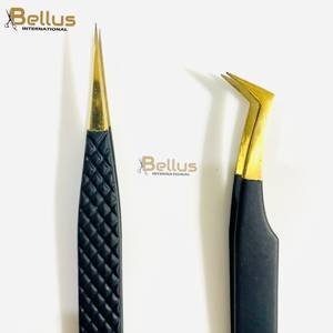 ชุดแหนบต่อขนตา Bellus International Professional Black 3 ชิ้น ปลายไฟเบอร์เรียบ ชุดแหนบตรงและโค้ง 45 องศา ทำจากสแตนเลสสตีล สำหรับต่อขนตา - Product Image 4