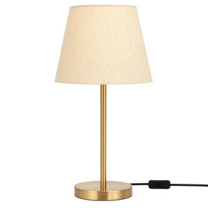 Modern Brass Finish KS International <b>Table</b> Lamp Fabric Shade Round Floor Lamp <b>Minimalist</b> Indoor Lighting for Bedroom Living Room - Product Image 1