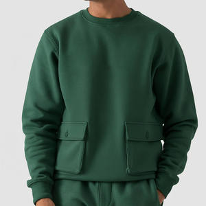 2026 New Design Front Pocket Heavy Weight Long Sleeve Sweatshirts <b>Thick</b> <b>Fleece</b> Oversize Pullover Crew Neck Plain Men Sweatshirts - Product Image 6