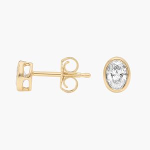 Pendientes de Aro con Diamantes Cultivados en Laboratorio con Corte Ovalado CTW en Oro Amarillo - Product Image 5
