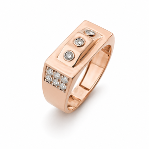 14K Rose Gold <b>Mens</b> Diamond <b>Ring</b> Geometric Square Design Luxury Fine Jewelry <b>for</b> Wedding Party Daily Wear Gift High Polish Finish - Product Image 4