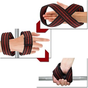Correas de levantamiento de pesas de algodón resistente con logotipo personalizado al por mayor, correas de levantamiento en forma de 8 para levantamiento de potencia y levantamiento de pesas - Product Image 5