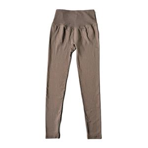 Women's High Stretch Ribbed Polyester Elastic Waist Full Length Gym Yoga <b>Pants</b> Scrunch <b>Bum</b> Tights - Product Image 4