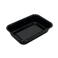 Conteneur alimentaire rectangulaire en plastique avec couvercle, matériau PP de qualité alimentaire, jetable, compatible four, couleur noire