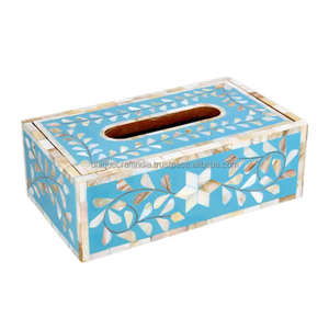 Caja de pañuelos rectangular de alta calidad, artesanal, única, de la India, contemporánea, hecha a mano, para servilletas y accesorios de mesa. - Product Image 4