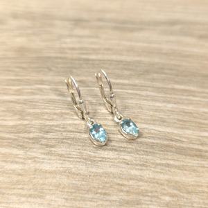 Boucles d'oreilles en apatite naturelle, argent sterling 925, pierre précieuse bleue, sertissage à griffes, bijoux faits à la main, cadeau pour femme - Product Image 2
