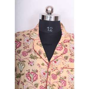 เดรสยาวพิมพ์ลายดอกไม้ผ้าฝ้าย แขนสไตล์เกาหลี พิมพ์ลายด้วยมือ คอวี ไซส์มินิ เสื้อเชิ้ตสไตล์ลำลอง ใส่ไปงานปาร์ตี้ฤดูร้อนได้ - Product Image 2