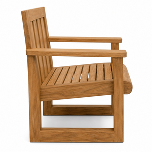 Chaise de jardin moderne en teck massif, durable, écologique, avec larges accoudoirs |   Fauteuil de patio de luxe pour resort |   Imperméable aux intempéries - Product Image 3