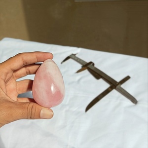 Œuf de Yoni en Cristal de Quartz Rose Naturel, Perforé ou Non Perforé, Pierre Gemme Rose, Exercice de Kegel, Pierre de Massage, Vente en Gros, OEM - Product Image 1