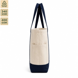 Sac fourre-tout en toile laminée PP bicolore avec logo personnalisé, 45x36x18 cm, sac de courses réutilisable robuste, fournisseur OEM en gros - Product Image 3