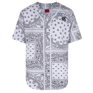 Maillot de baseball personnalisé pour homme, imprimé bandana noir, respirant, en polyester, boutonné, streetwear, uniforme d'équipe, fournisseur OEM en gros - Product Image 4