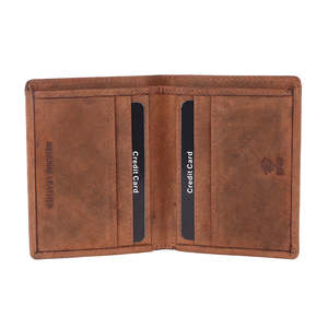 Portefeuille en cuir véritable pour homme avec emplacements pour cartes, design fin à double pli, marron, porte-monnaie de voyage, porte-billets, accessoire minimaliste pour usage quotidien - Product Image 5