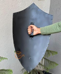 Escudo Cruzado Medieval, Cruz Roja Blanca con Adornos Dorados, Construcción de Hierro Pulido, Decoración de Pared para Navidad, Halloween, Acción de Gracias - Product Image 3