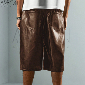 Pantalones Cortos de Cuero Marrón para Hombre, Ajuste Holgado, Cómodos, Nueva Llegada, Última Tendencia, Servicio OEM ODM, Mejor Proveedor, Precio al por Mayor - Product Image 3