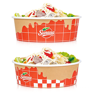 Bol à salade et à soupe en papier kraft biodégradable imprimé sur mesure, résistant à la graisse, de qualité alimentaire, pour les plats à emporter - Product Image 1
