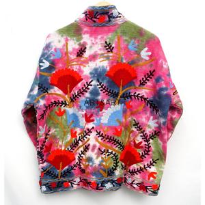 Chaqueta de tela TNT bordada a mano con flores, cuello mandarín, manga larga, abrigo para mujer, temporada de primavera, tela no tejida - Product Image 3