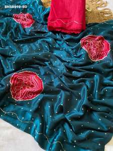 Gorgeous Looking Best Fabric Chinon Silk with Bandhani Print & Handwork Saree-Blouse Collection Supplier from Surat Saree <b>Love</b> - Product Image 2