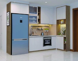 Gabinetes de Cocina Modernos de Vietnam, Montados en la Pared, Duraderos, de Tablero de Partículas, MDF, Madera Contrachapada, Ecológicos, con Manijas Metálicas, para Apartamentos, 5 Unidades - Product Image 2