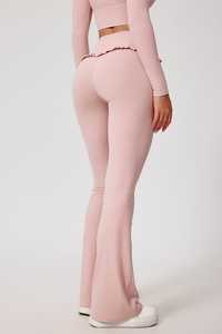 Whiteaura International Mid Waist <b>Flare</b> Yoga Pants Women Skinny Fit Bootcut <b>Leggings</b> Ribbed Breathable Elastic Waist Workout - Product Image 3