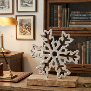 Décoration de table en forme de flocon de neige en métal - Décoration artisanale de Noël pour la maison - Product Image 4