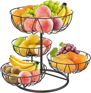 Metal Fruit <b>Basket</b> for Kitchen Counter | Large Capacity Wire Fruit & <b>Vegetable</b> Storage <b>Stand</b> | Detachable Countertop Organizer - Product Image 1