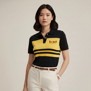 T-shirts décontractés rayés respirants à manches courtes pour femmes, 100 % coton, 220 grammes, haute qualité OEM/ODM, confortables pour l'été - Product Image 4