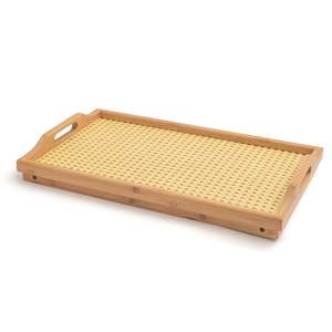 Foldable Laminated Bamboo <b>Bed</b> Serving Tray With Handles Woven Breakfast Desk <b>Laptop</b> <b>Table</b> Food Platter Wooden Servingboard - Product Image 3