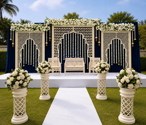 Modern Indian Metal Jali Cut Work <b>Frames</b> Lightweight Customized Size Stage Indo-Western Wedding Lattice <b>Backdrop</b> Decorations - Product Image 4