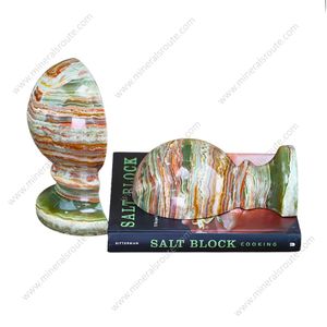 Sujetalibros de Mármol Natural Verde, Hechos a Mano, Grabados, Ajustables, de Forma Irregular, Diseño Moderno, Multicolores, para Decoración y Regalos - Product Image 6