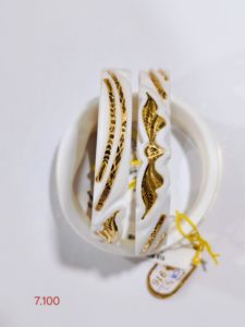 22K Solid Gold Vintage Trendy White Conch <b>Shell</b> Bangle Women Traditional Bengali Bridal Wedding Jewelry BIS Certified Authentic - Product Image 4