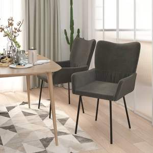 Ensemble de 2 chaises de salle à manger en velours gris foncé - Product Image 3