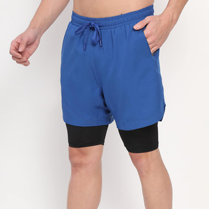 FixFox Sports Bulk Mens Running Shorts Double <b>Layer</b> Design Gym Training Sweat-Wicking Waterproof Woven Solid <b>Mid</b> Waist ODM - Product Image 4