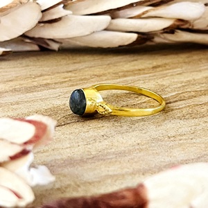 Buyer Favorite Boho Labradorite <b>Ring</b> <b>Dainty</b> Brass <b>Ring</b> for Women 18k Gold Plated Minimalist Tribal Jewelry for Wholesale/OEM/ODM - Product Image 3