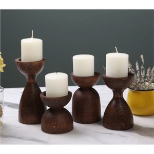 Soporte de Madera Geométrico Personalizado para Velas, Pedestal de Madera para Velas, Portavelas de Madera Hecho a Mano, Recipiente Moderno para Velas - Product Image 3