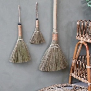 Vietnam Grass <b>Broom</b> Manufacturer Cleaning <b>Broom</b> Medium Size With Short Bamboo <b>Handle</b> Flower Grass <b>Broom</b> For Home - Product Image 1