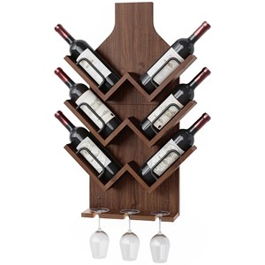 Range-bouteilles d'angle en L en bois de noyer avec réfrigérateur intégré - Vente en gros - Product Image 4