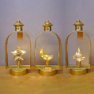 High Quality Metal Ramadan Lantern With Star Moon Flame Shape LED <b>Light</b> Indoor Decoration <b>Small</b> Size Battery Operated - Product Image 3