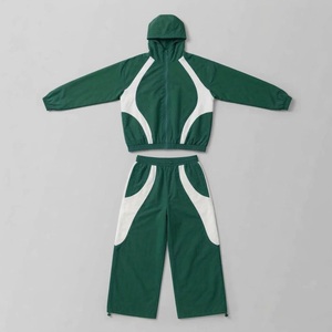 Ensemble de survêtement coupe-vent unisexe 2-en-1 léger et oversize en nylon avec fermeture éclair, personnalisation rapide du logo, vente en gros - Product Image 1