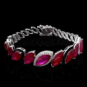 Oval Cut Ruby Charm <b>Bangle</b> <b>Bracelet</b> Enamel Inlay 925 Sterling <b>Silver</b> Vintage IGI Certified Luxury Jewelry Women Elegant Handmade - Product Image 1