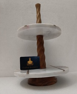 Direct factory Price 2 Tier Marble Cake Stand Rectangle Handmade Stone Dessert Display Cupcake Server for Wedding Party Bakery - Product Image 1