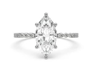 Anillo de Compromiso de Moissanita con Corte Marquesa, Plata de Ley 925, Chapado en Oro Blanco, Anillo de Promesa Elegante y Lujoso, Regalo para Ella - Product Image 1