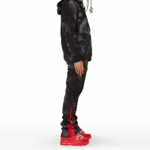 Men's Black <b>Tie</b> <b>Dye</b> Hoodie Tracksuit <b>Set</b> Full Sleeve Elastic Waist Streetwear Autumn Wear Regular Fit 100% Polyester - Product Image 6