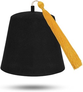 Gorro Masónico Fez Liso - Lana Marrón con Borlas de Varios Colores 100% Lana Solo Lavado a Mano - Product Image 2