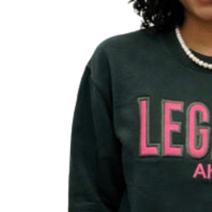 <b>Pink</b> Leather Legacy <b>Sweatshirt</b> for Women Classic Crewneck Long Sleeve Pullover Applique Letter Design Casual Sorority Inspired - Product Image 2