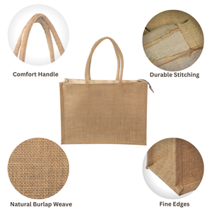 Sac d'épicerie réutilisable en toile de jute écologique avec coutures durables pour une utilisation à long terme - Product Image 5