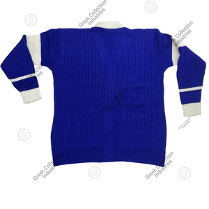 Cárdigan de Mujer Personalizado para Hermandad Zeta ZPB, Azul Rey y Rayas Blancas, Tejido de Cable, con Bordado de Letras Griegas - Product Image 2