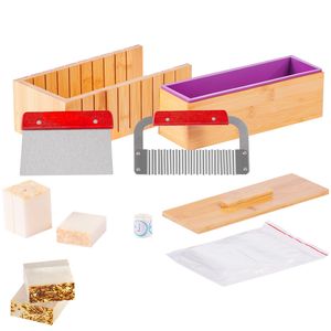 Kit per la creazione di sapone da 100 pezzi con scatola in bambù, taglierine dritte e ondulate in acciaio inossidabile, stampo in silicone - per la creazione di prodotti artigianali - Product Image 4