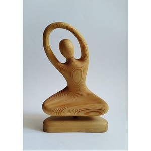 Modern <b>Wooden</b> <b>Sculpture</b> Vase Artistic Hand Carved Decorative Flower Holder For Living Room Interior Design - Product Image 1
